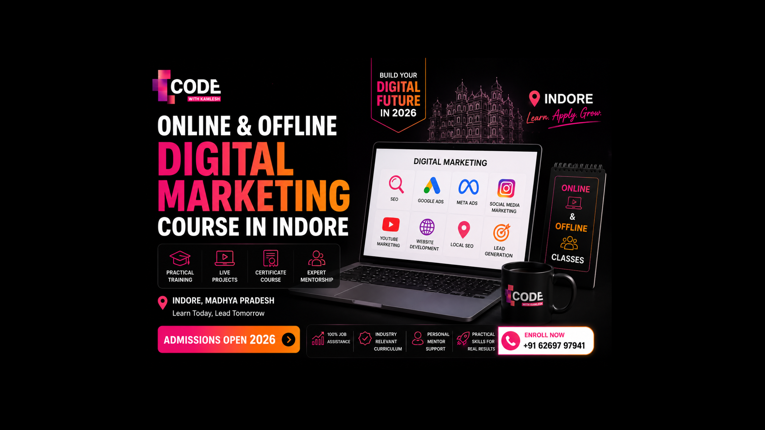 Online & Offline Digital Marketing Course Indore 2026 | Code With Kamlesh